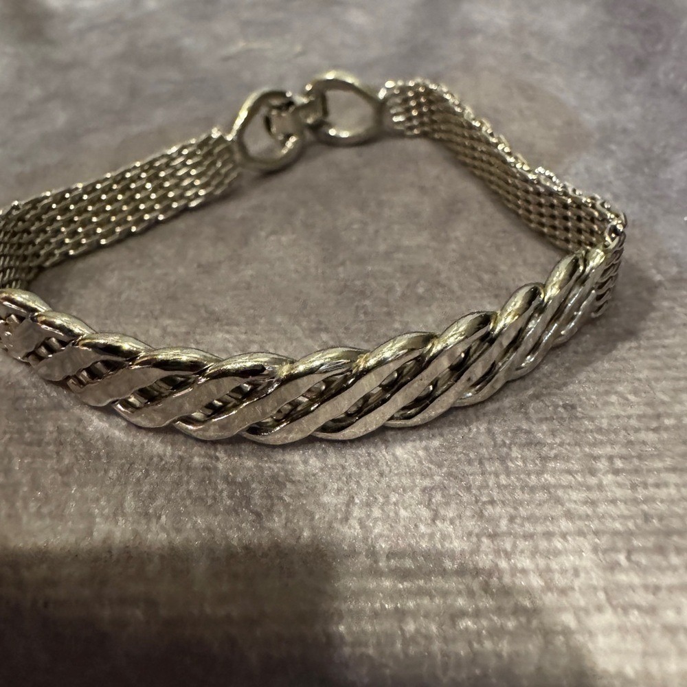 Hobe Vintage Silver Tone Braided Link Chain Bracelet